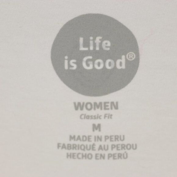 Life Is Good Women's Medium Pink Blue V-Neck Adirondack Graphic Short Sleeve Tee - Picture 6 of 7